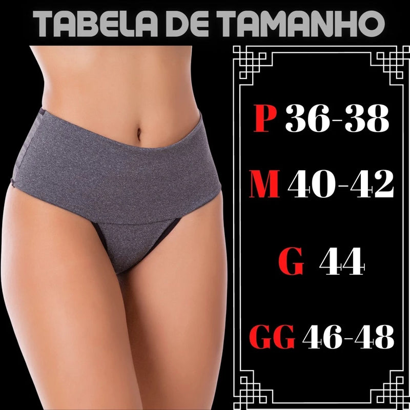 kit 5 calcinha power Fitness  cintura alta cos duplo  segura barriga modeladora cores lisas