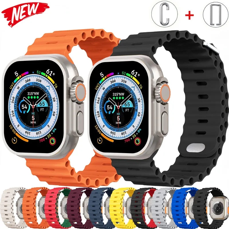 Pulseira De Silicone Ocean Para Apple Watch